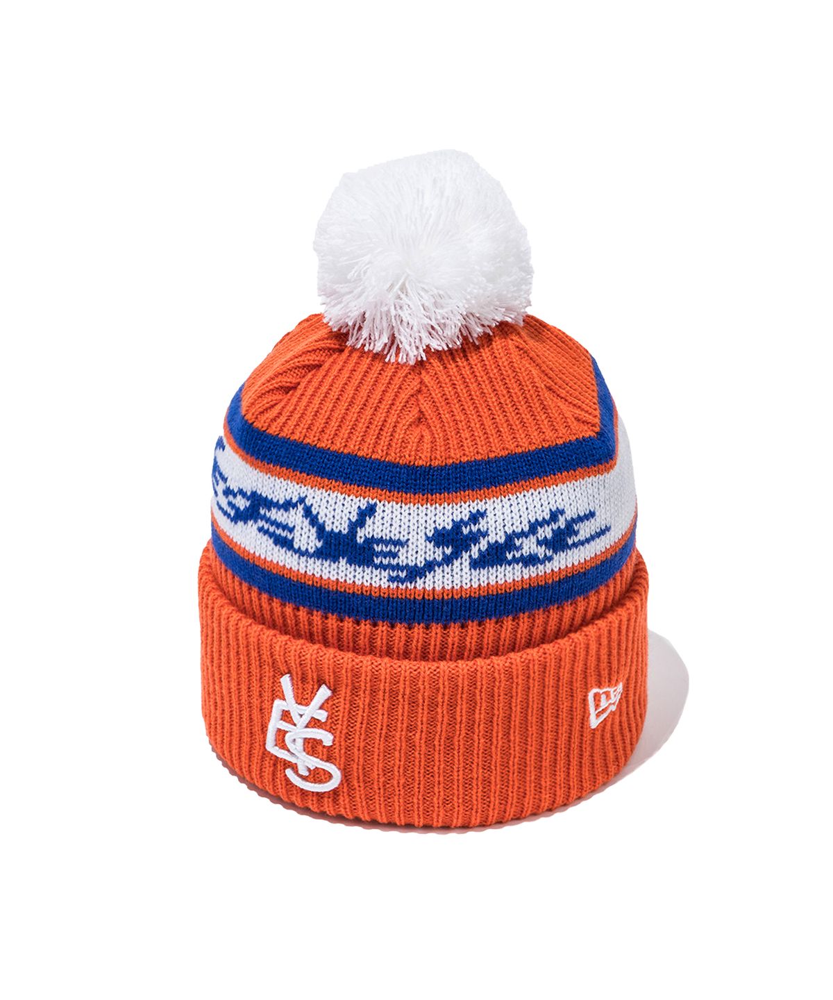 예스아이씨(YESEYESEE) YESEYESEE x Newera Y.E.S Jacquard Pompon Knit Beanie Orange