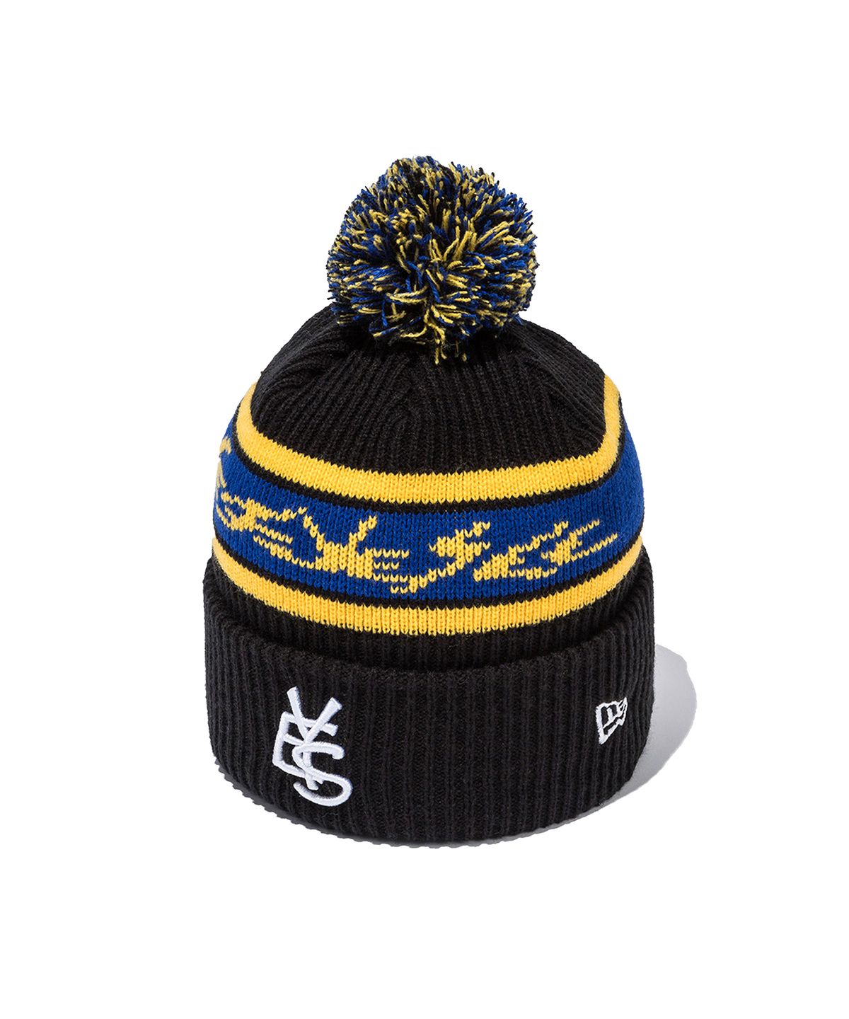 예스아이씨(YESEYESEE) YESEYESEE x Newera Y.E.S Jacquard Pompon Knit Beanie Black
