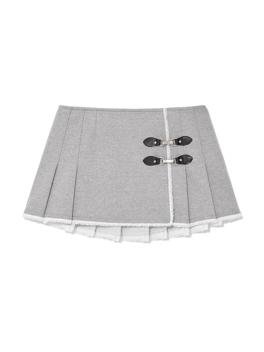 ミニスカート GLOWNY CIAO BUCKLE MINI SKIRT 4BFM051 GLOWNY Ciao Buckle Mini Skirt - Gray | International Store