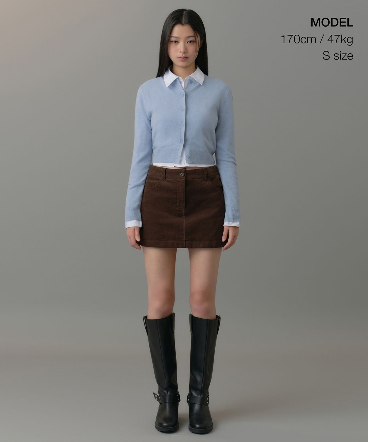 무신사 스탠다드 우먼(MUSINSA STANDARD WOMAN) 우먼즈 램스울 라운드 넥 크롭 가디건 [스카이 블루]