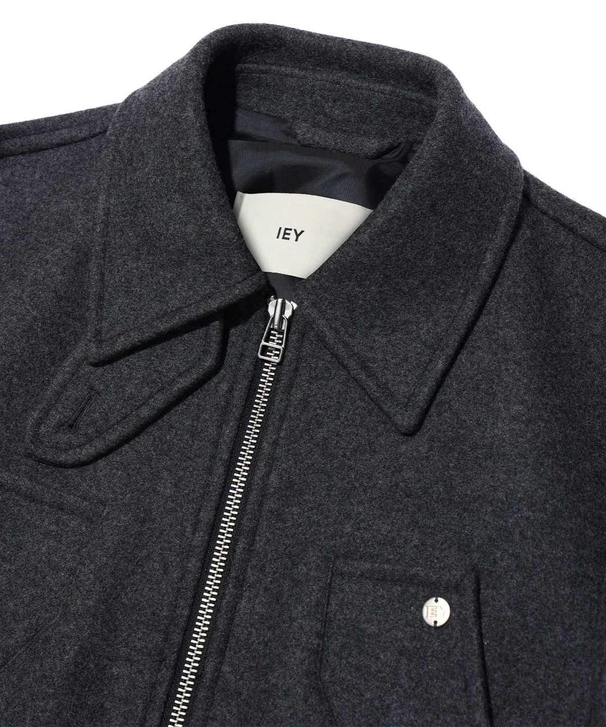 이에이(IEY) TAP WOOL JACKET Melange Grey