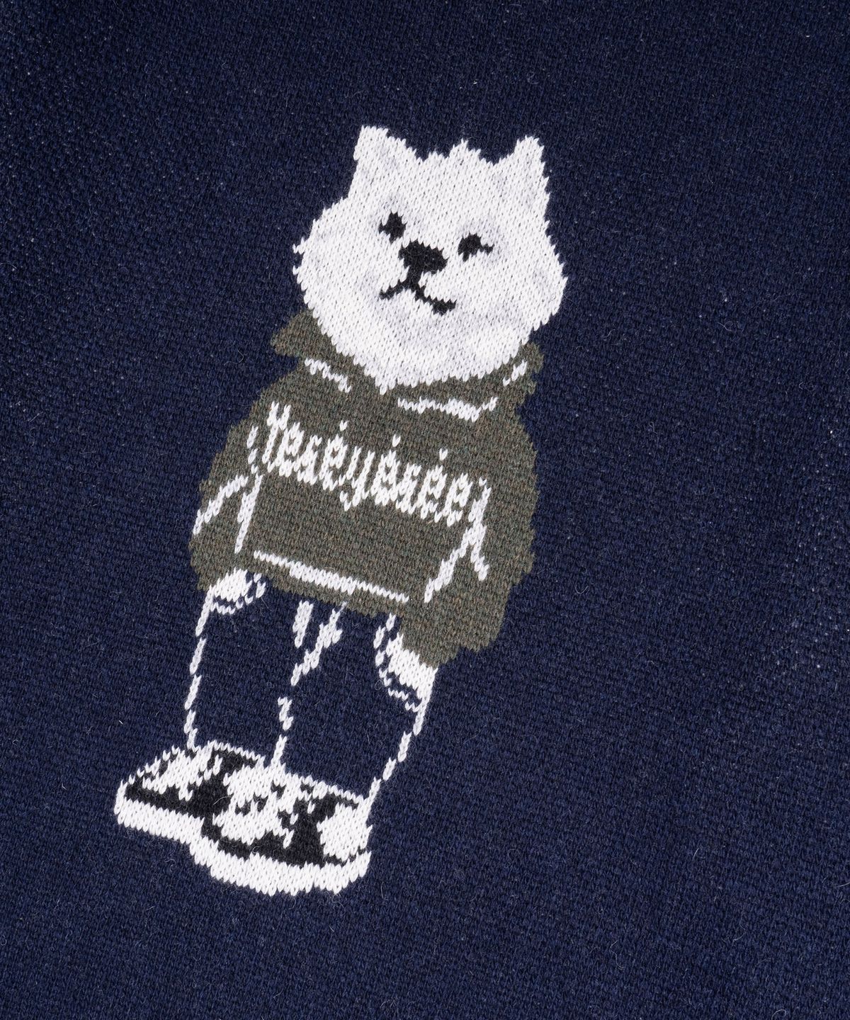 예스아이씨(YESEYESEE) WID x Y.E.S Dog Graphic Knit Pullover Navy