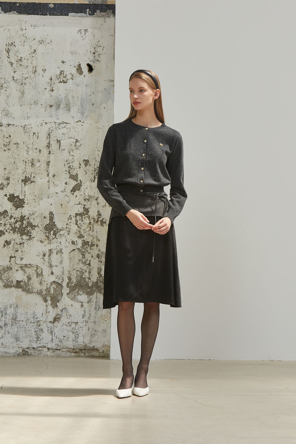 아노에틱(ANOETIC) MODIFY STRING SKIRT_BLACK