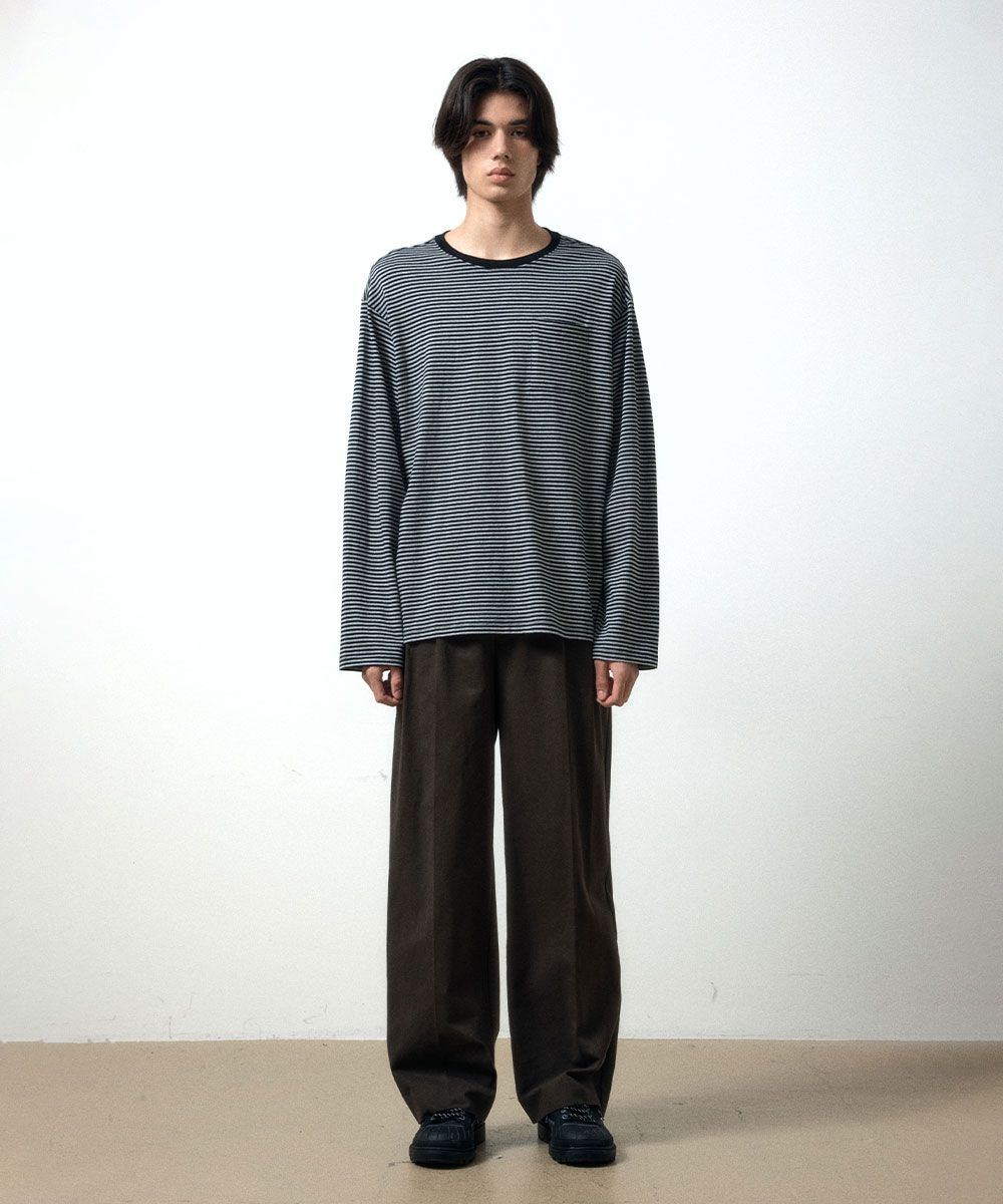 MUSINSA | MAISON MINED POCKET STRIPE LONG SLEEVE T SHIRT BLACK
