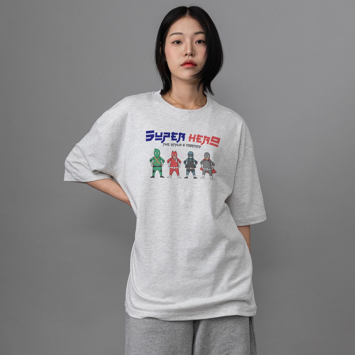 스타일릭스(STYLIX) 수퍼히어로 순면 오버핏 반팔 티셔츠 2COLOR
