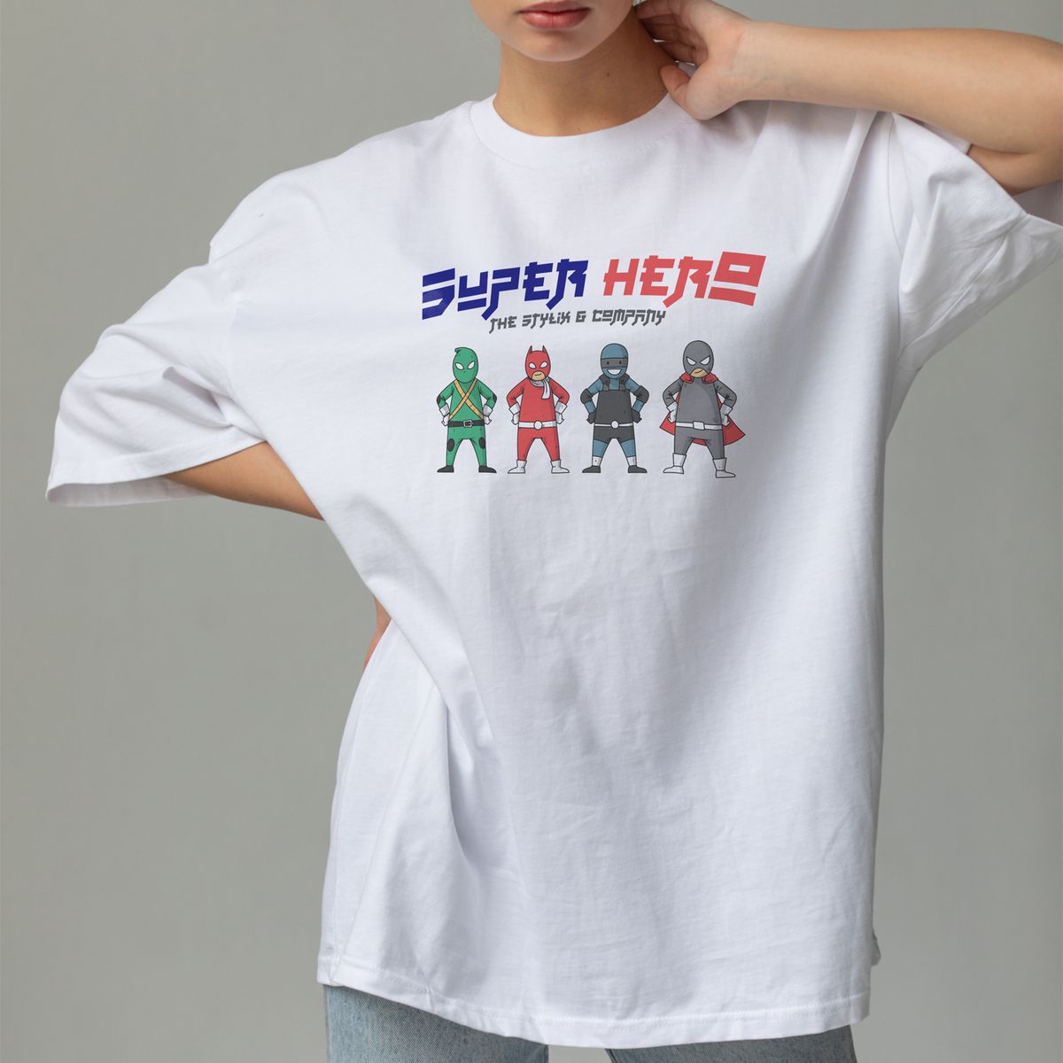 스타일릭스(STYLIX) 수퍼히어로 순면 오버핏 반팔 티셔츠 2COLOR