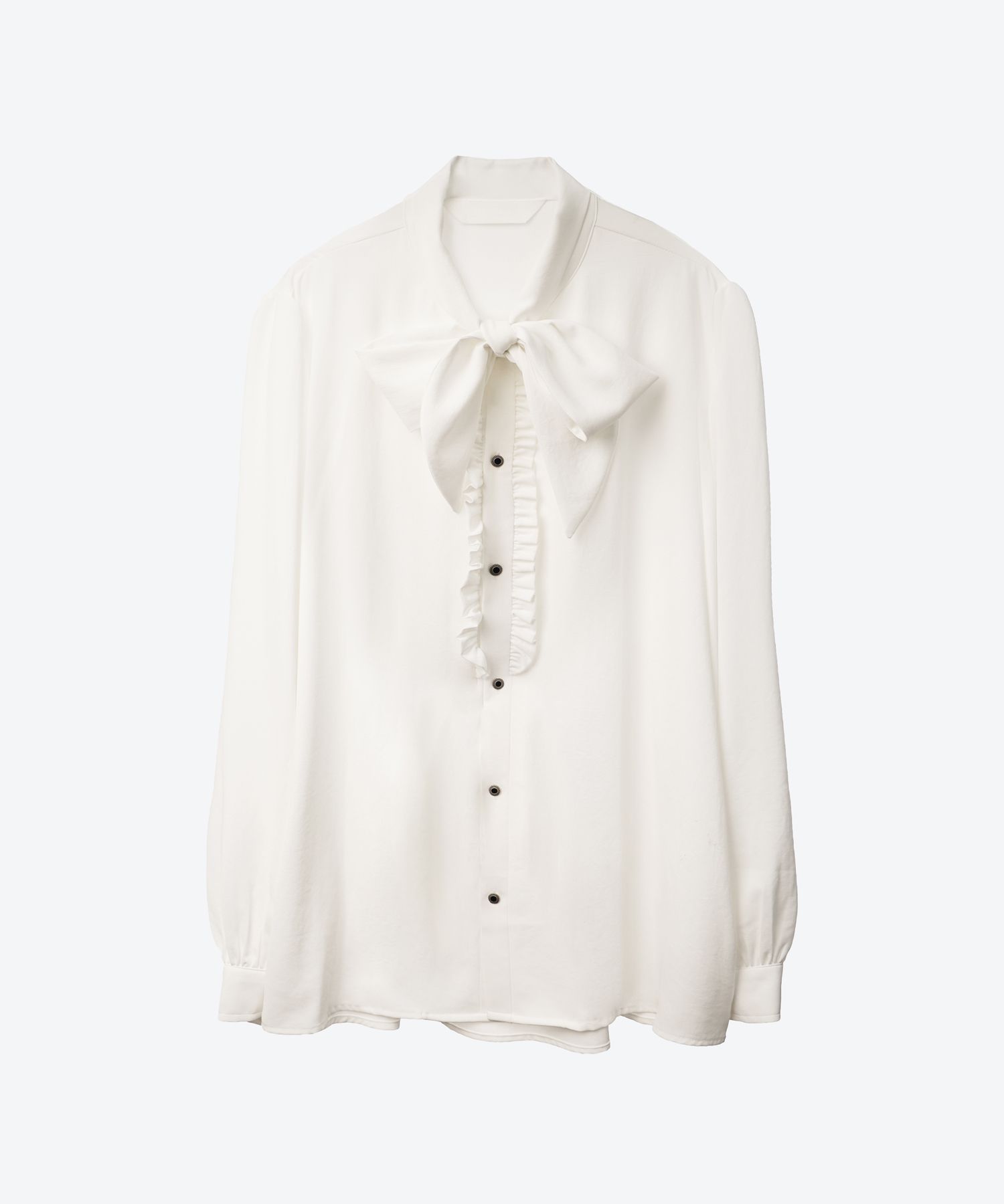 UNTAGE ■ Bow tie ruffle placket blouse (MAN) MUSINSA | UNTAGE Push Bow Ruffle Placket Blouse [White (MAN