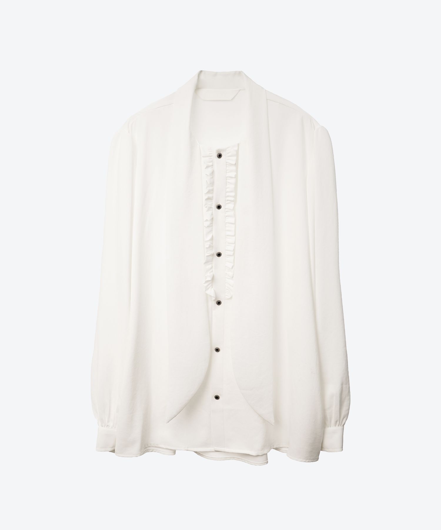 UNTAGE ■ Bow tie ruffle placket blouse (MAN) MUSINSA | UNTAGE Push Bow Ruffle Placket Blouse [White (MAN