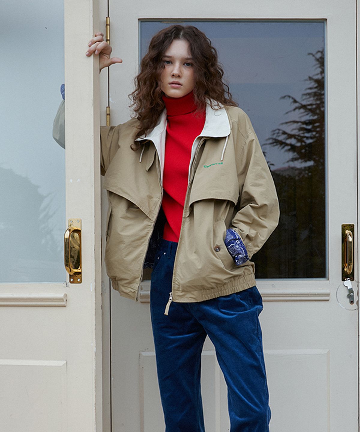 그린버터(GREENBUTTER) Cotton Layered Trucker Jacket (Beige)