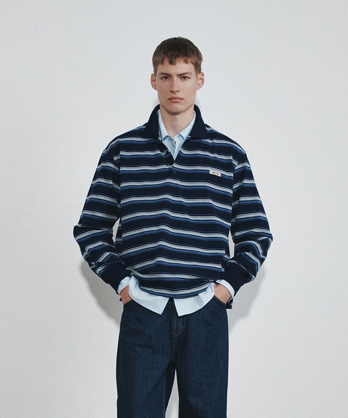호이테(HEUTE) HET JASPER STRIPE POLO (NAVY)