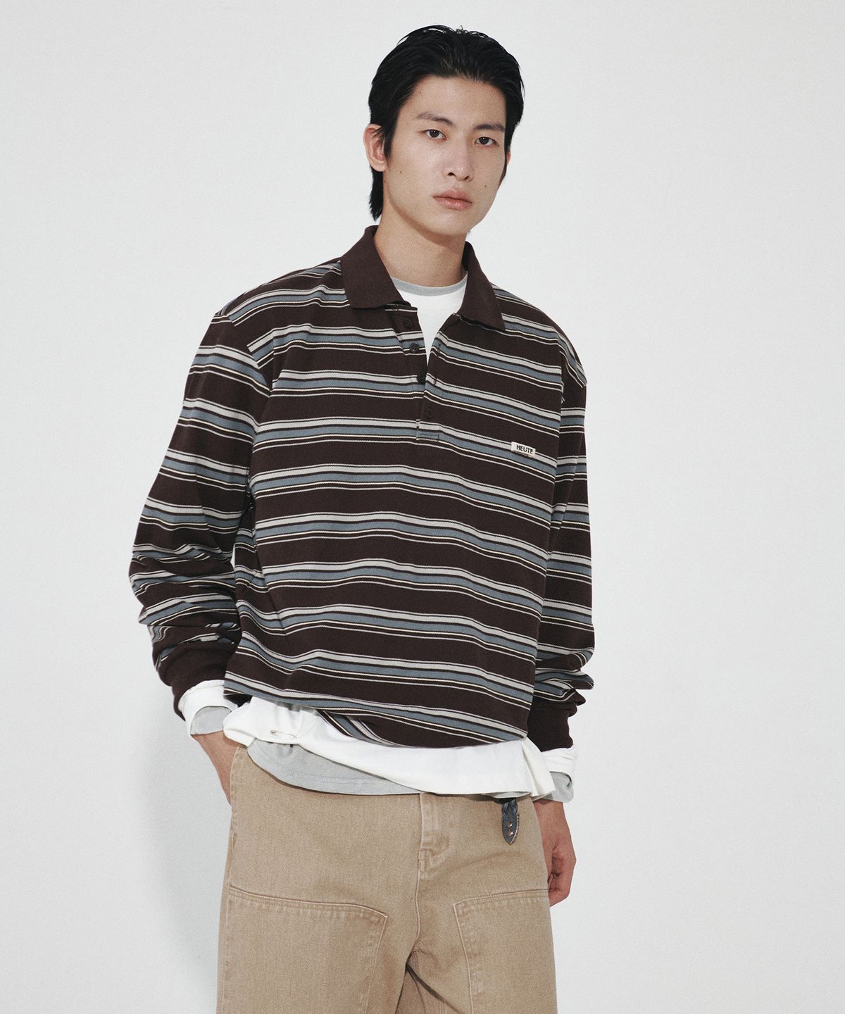 호이테(HEUTE) HET JASPER STRIPE POLO (BROWN)