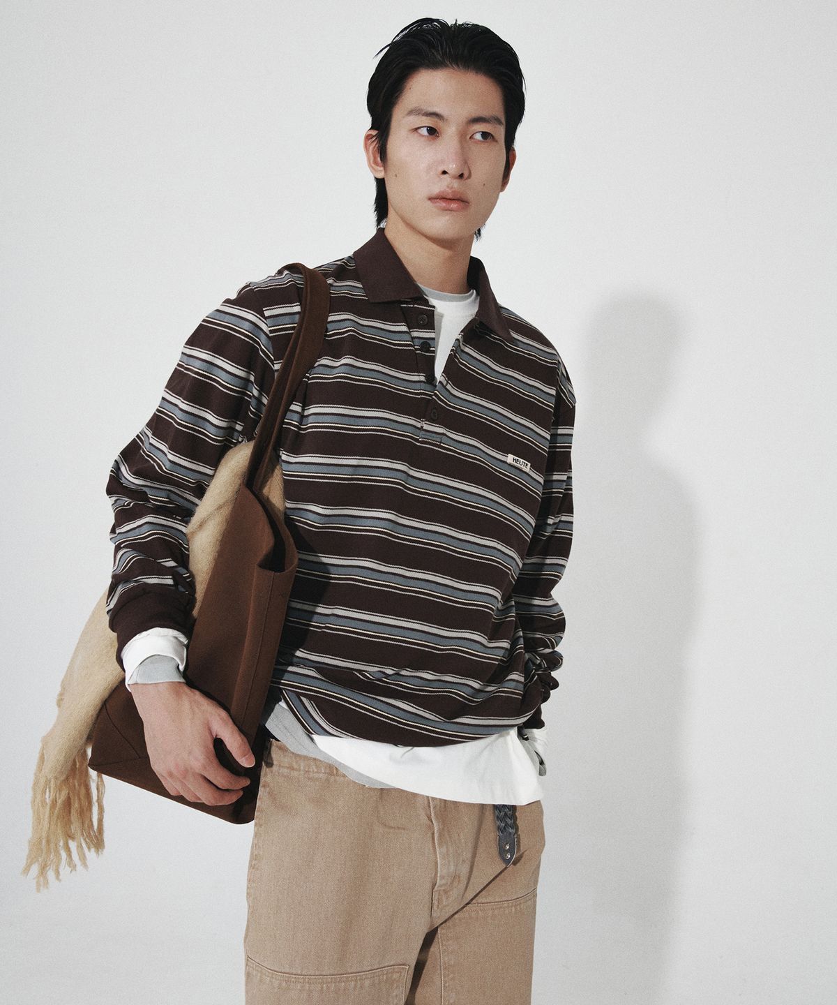 호이테(HEUTE) HET JASPER STRIPE POLO (BROWN)