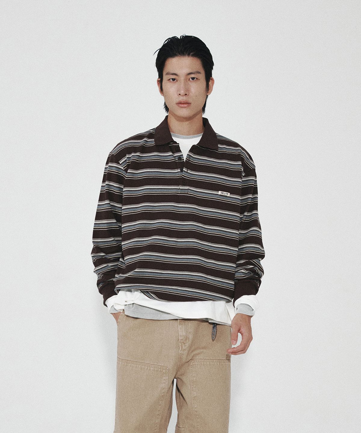 호이테(HEUTE) HET JASPER STRIPE POLO (BROWN)