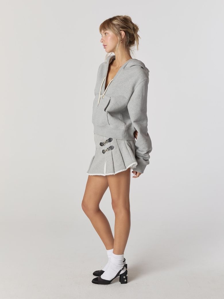 MUSINSA | GLOWNY CIAO V CUT HOODIE (GRAY)