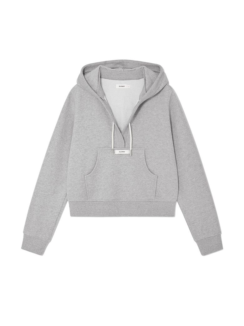 MUSINSA公式 | GLOWNY CIAO V CUT HOODIE (GRAY)