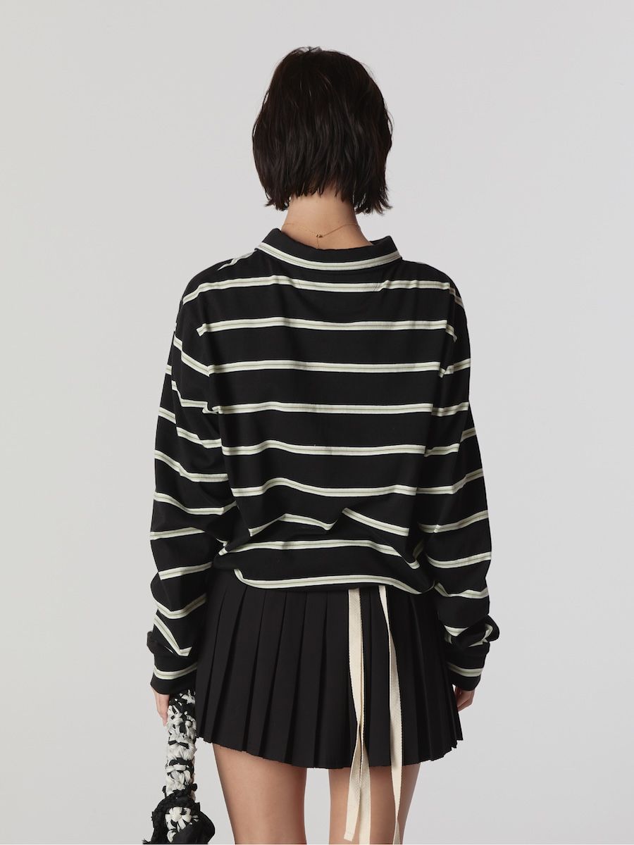 MUSINSA公式 | GLOWNY TERRY PK LONG SLEEVE (BLACK)