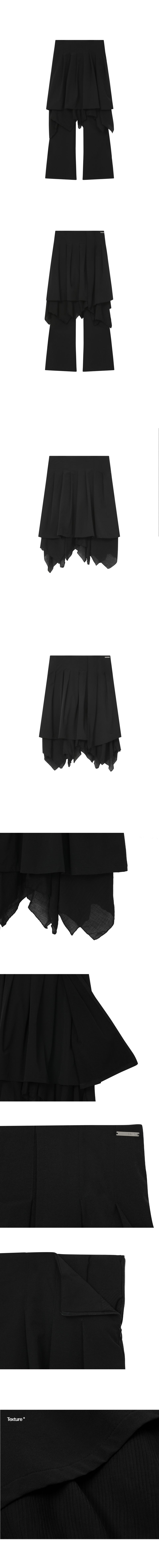 MUSINSA | MISEKI SEOUL Layered skirt pants set BLACK
