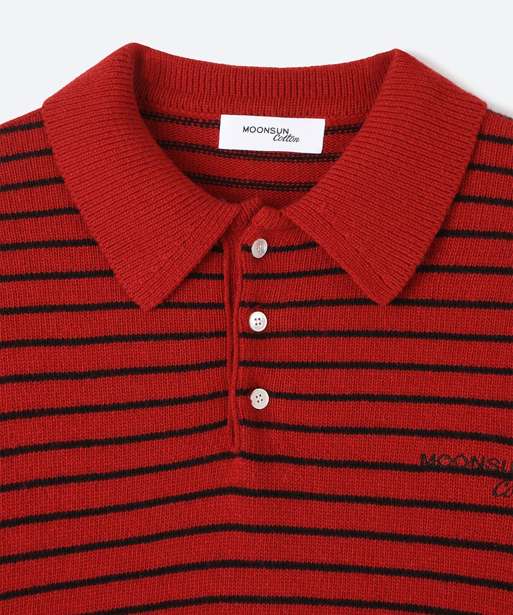 MUSINSA公式 | MOONSUN 02 M.C UNISEX, Stripe Wool Collar Knit
