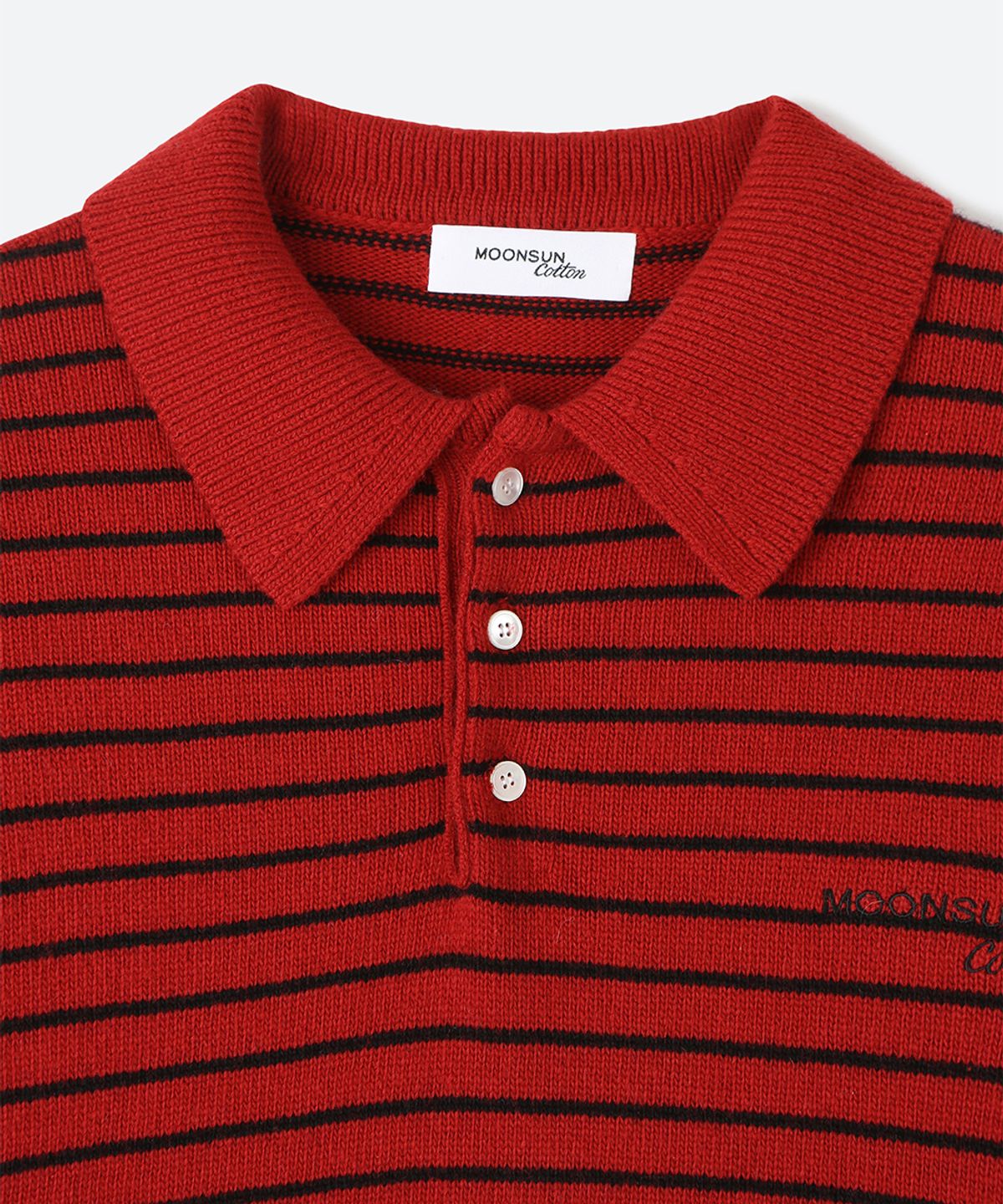 문선 아카이브(MOONSUN ARCHIVE) 02 M.C UNISEX, Stripe Wool Collar Knit / Deep Red