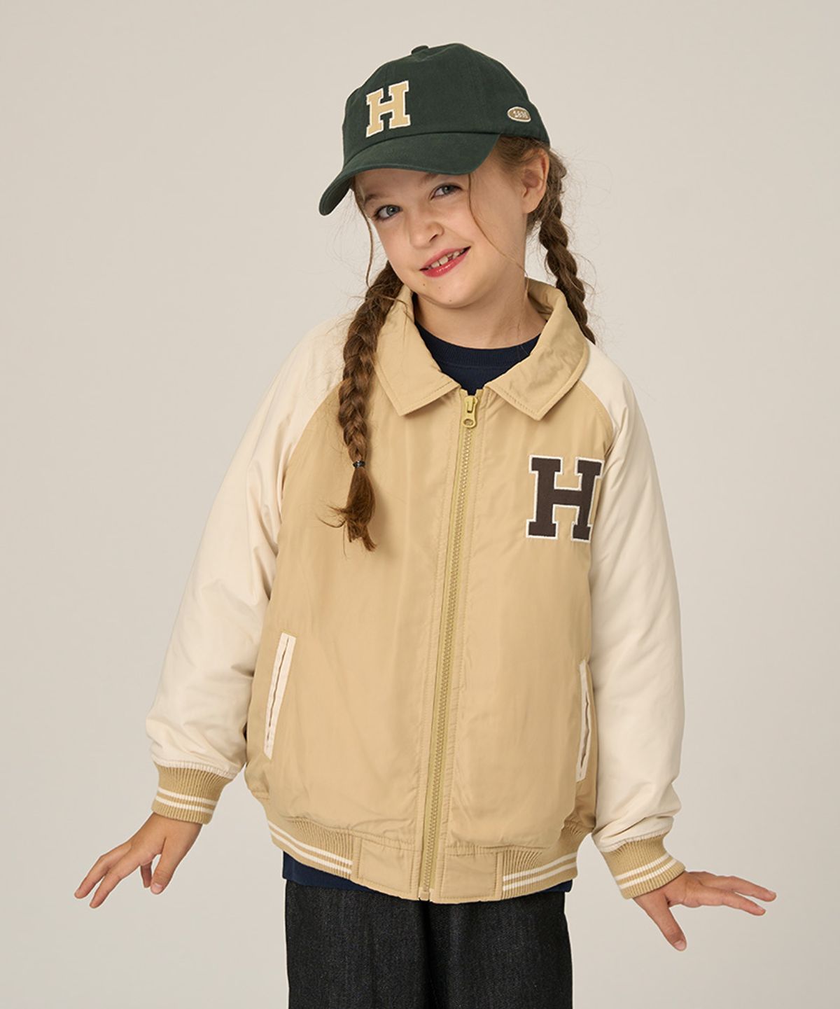 하버드 키즈(HARVARD KIDS) 카라 배색 바시티 점퍼_B4F122