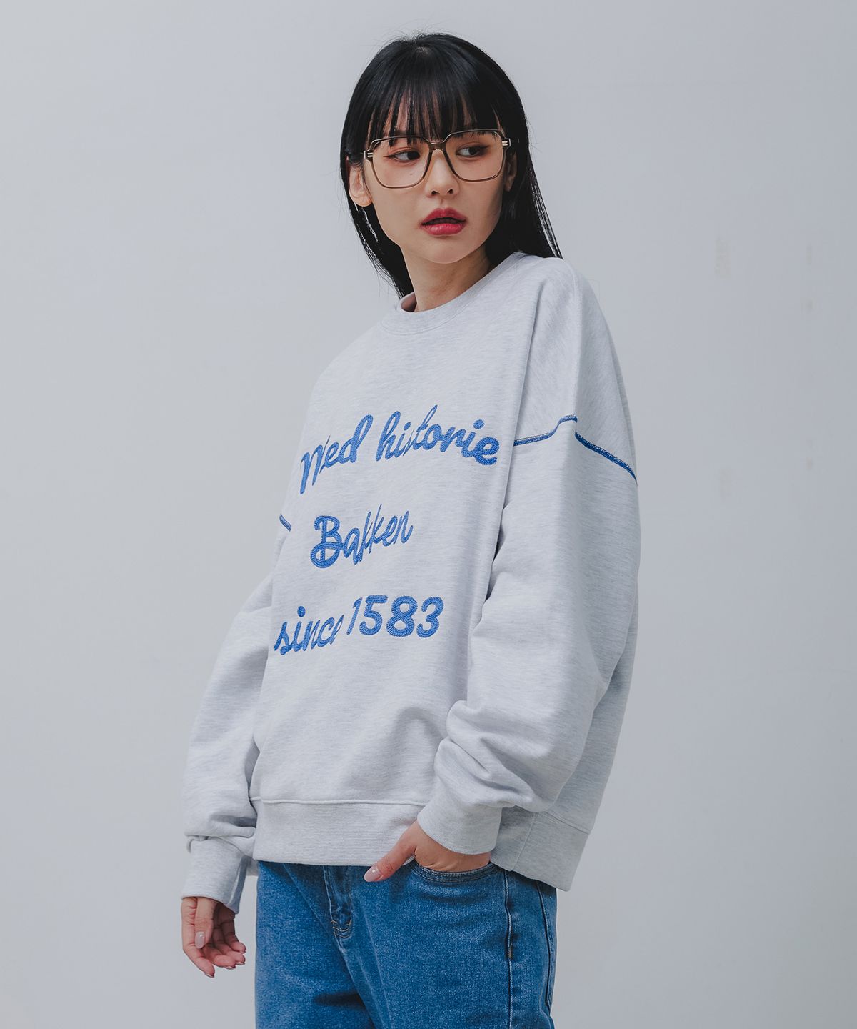 바켄(BAKKEN) Med Historie 스웨트셔츠 BK5977_멜란지화이트