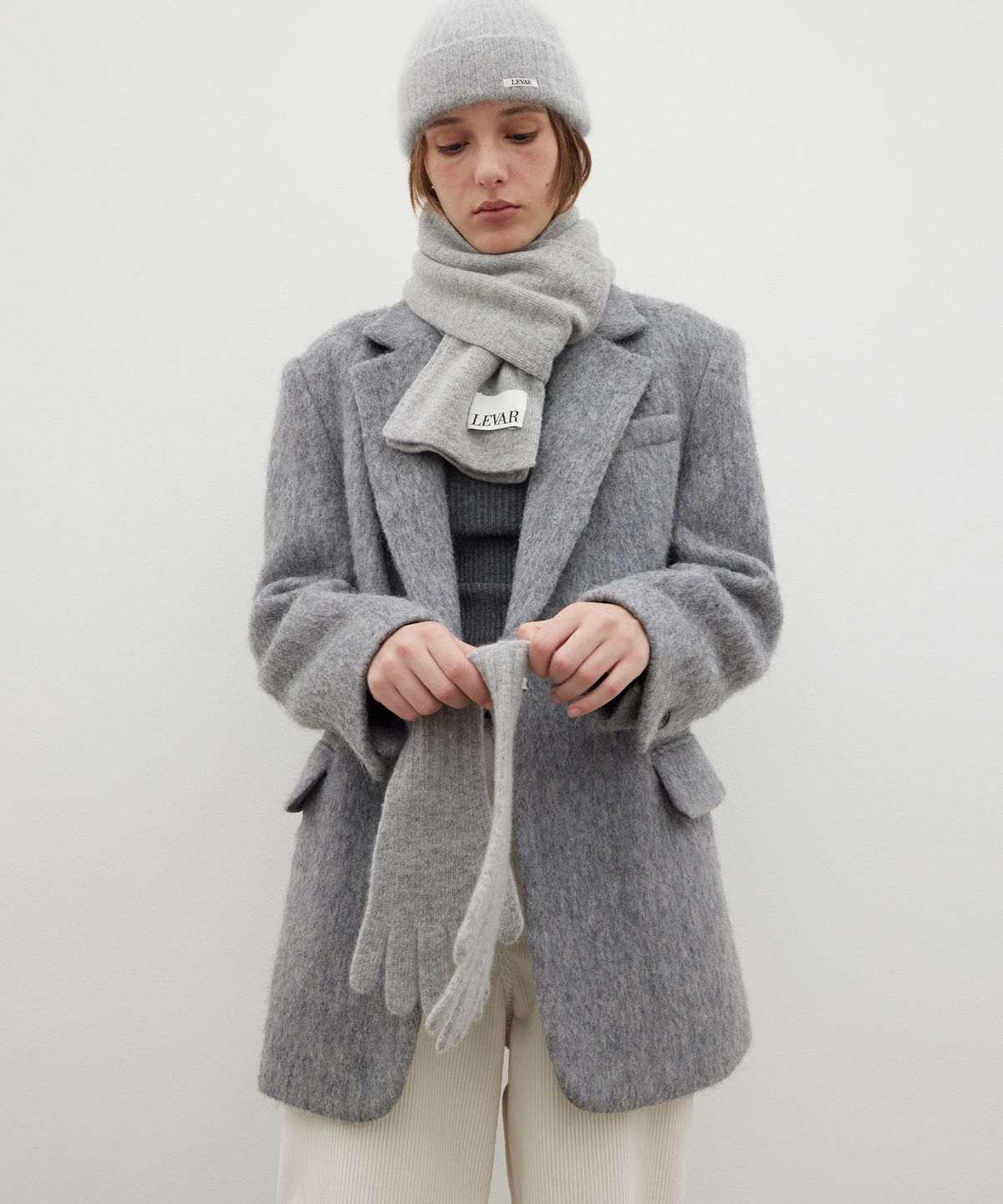 르바(LEVAR) Hairy Alpaca Blended Single Jacket - Charcoal