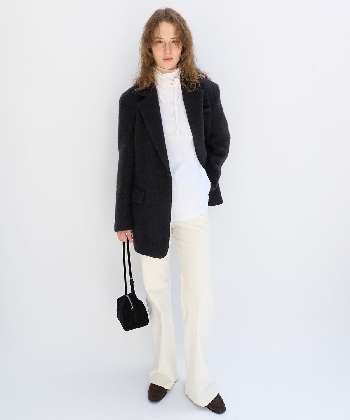 르바(LEVAR) Hairy Alpaca Blended Single Jacket - Black