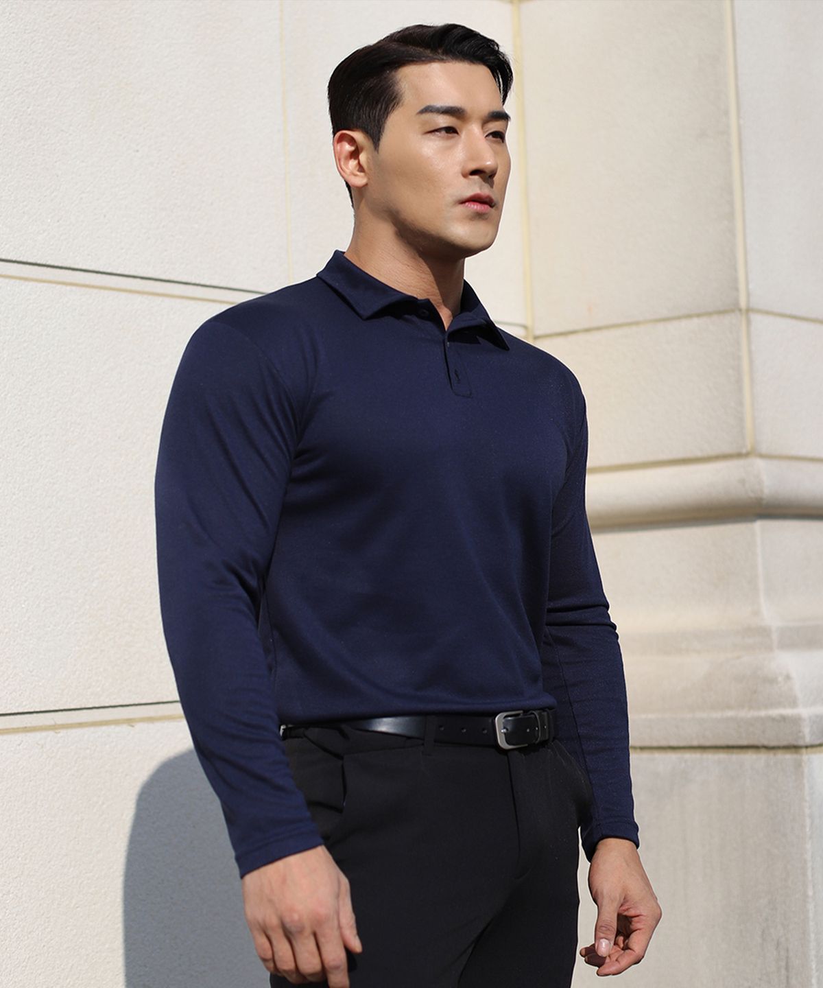 보스트핏(BOASTFIT) 머슬핏 코튼모달 폴로 카라티 긴팔 2COLOR
