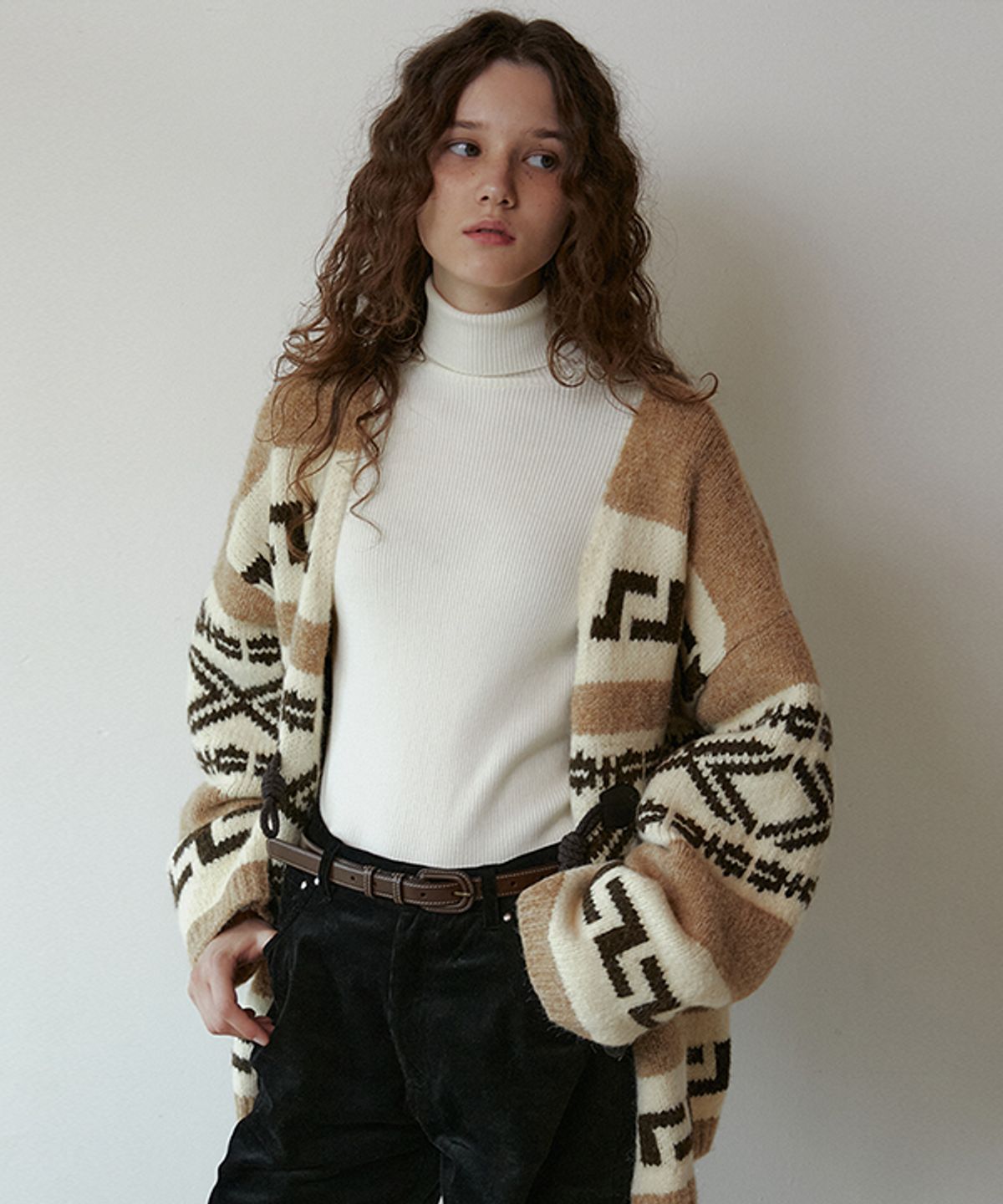 그린버터(GREENBUTTER) Alpaca Duffle Cardigan (Caramel)