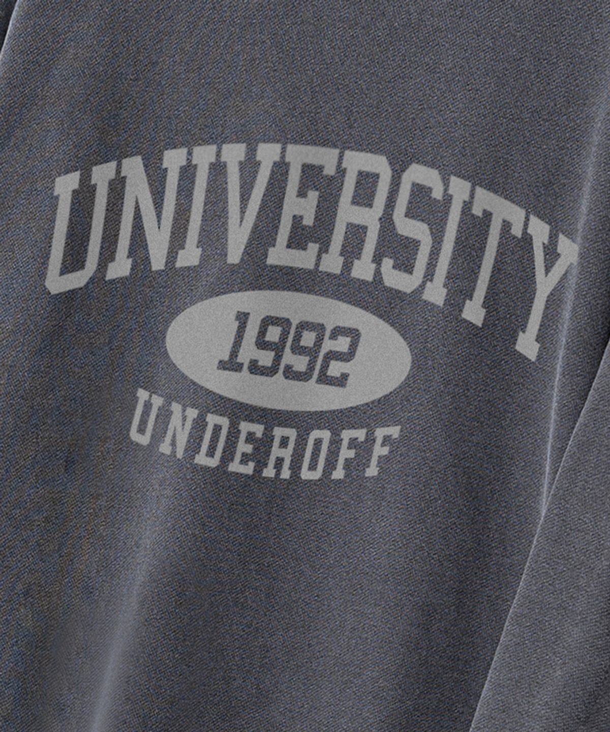언더오프(UNDEROFF) 피그먼트 오버핏 유니버시티 맨투맨 스웨트