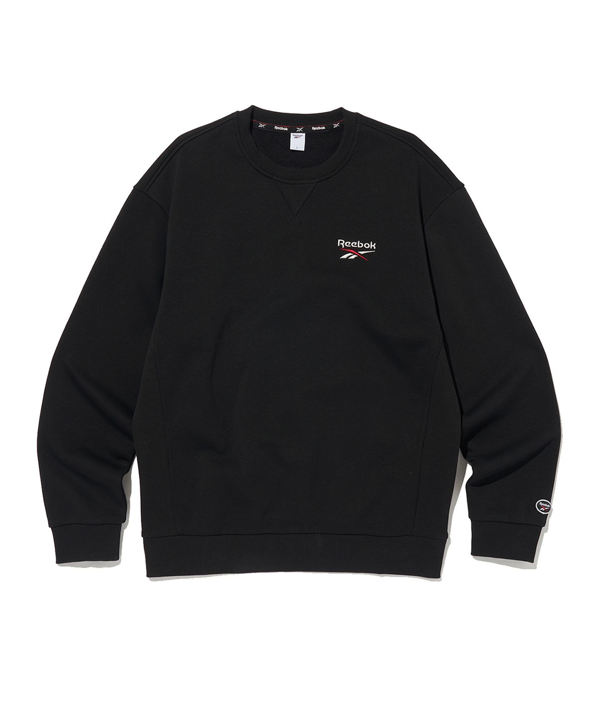 리복(REEBOK) 레터링 기모 맨투맨 - 블랙