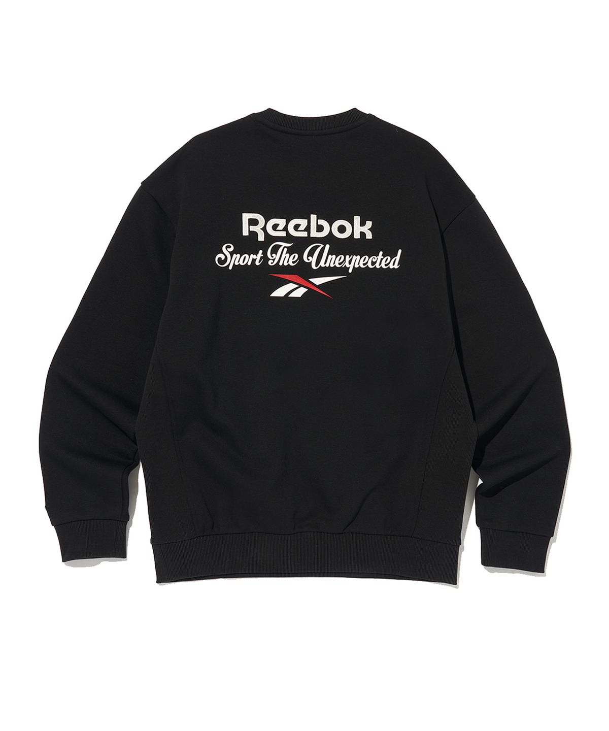 리복(REEBOK) 레터링 기모 맨투맨 - 블랙