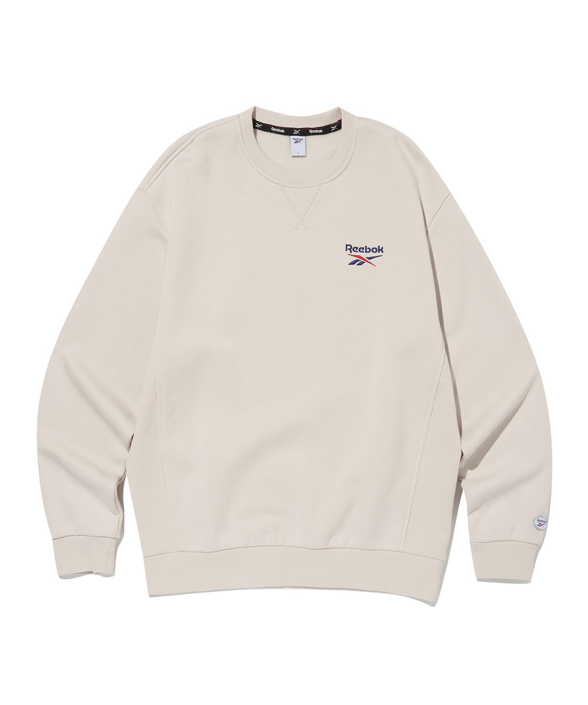 리복(REEBOK) 레터링 기모 맨투맨 - 베이지