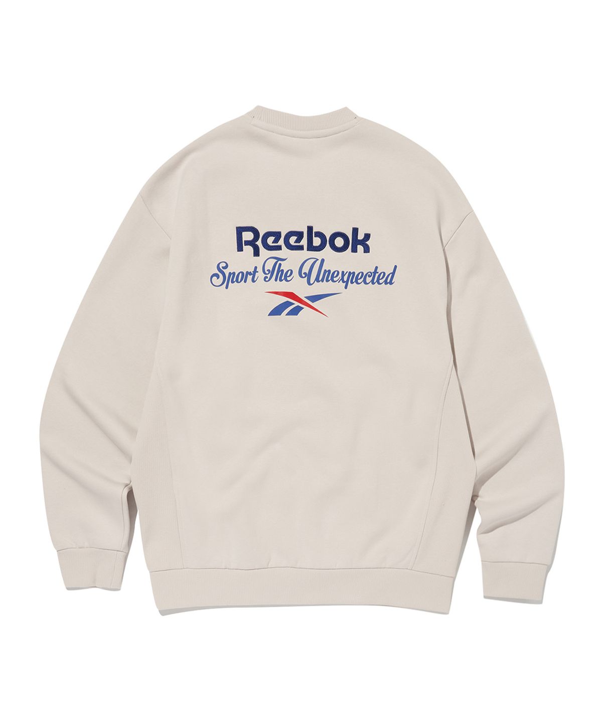 리복(REEBOK) 레터링 기모 맨투맨 - 베이지