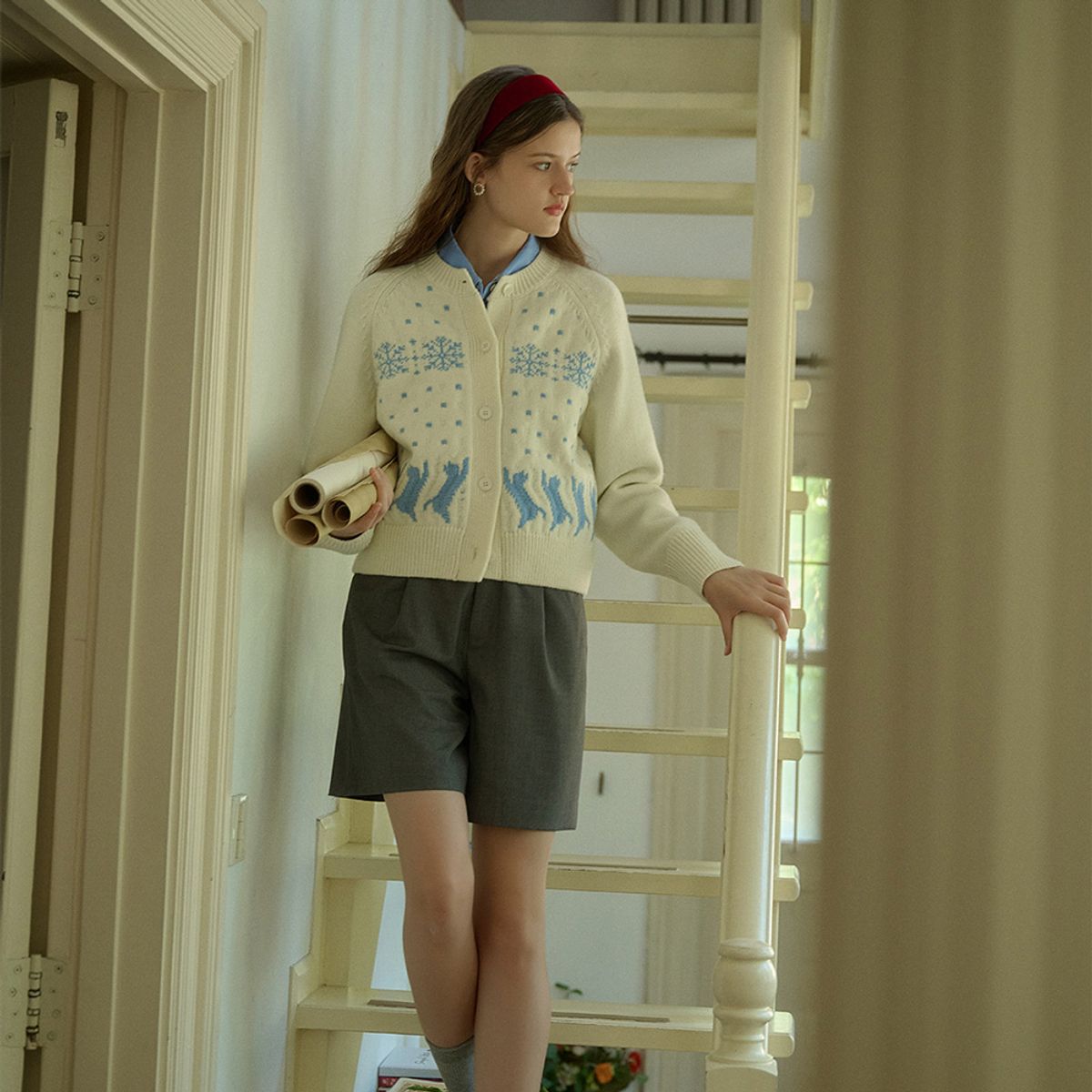 심플레트로(SIMPLE RETRO) SR_Wool blend knit cardigan