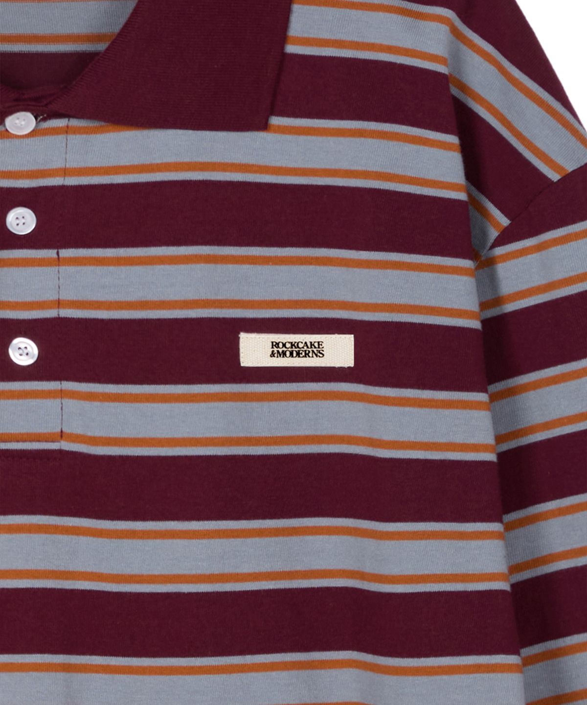 락케이크(ROCKCAKE) Striped Polo T-Shirt - Wine