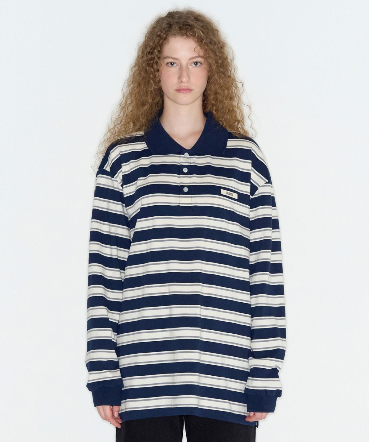 락케이크(ROCKCAKE) Striped Polo T-Shirt - Navy