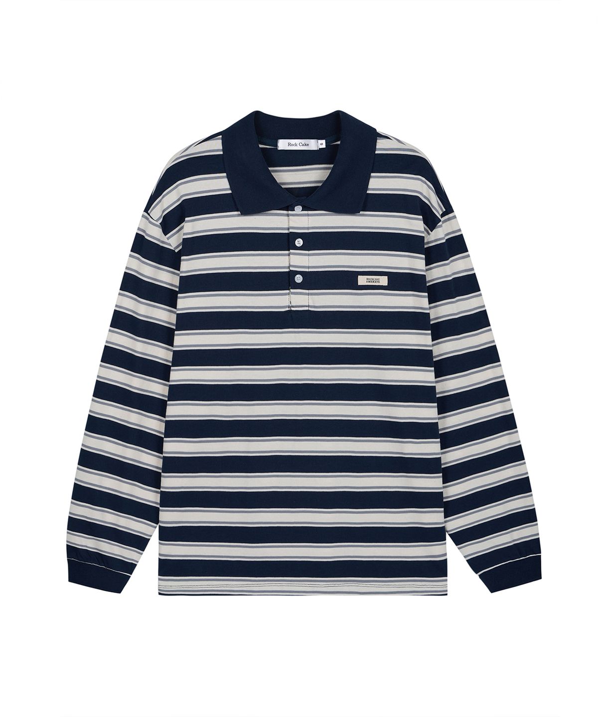락케이크(ROCKCAKE) Striped Polo T-Shirt - Navy