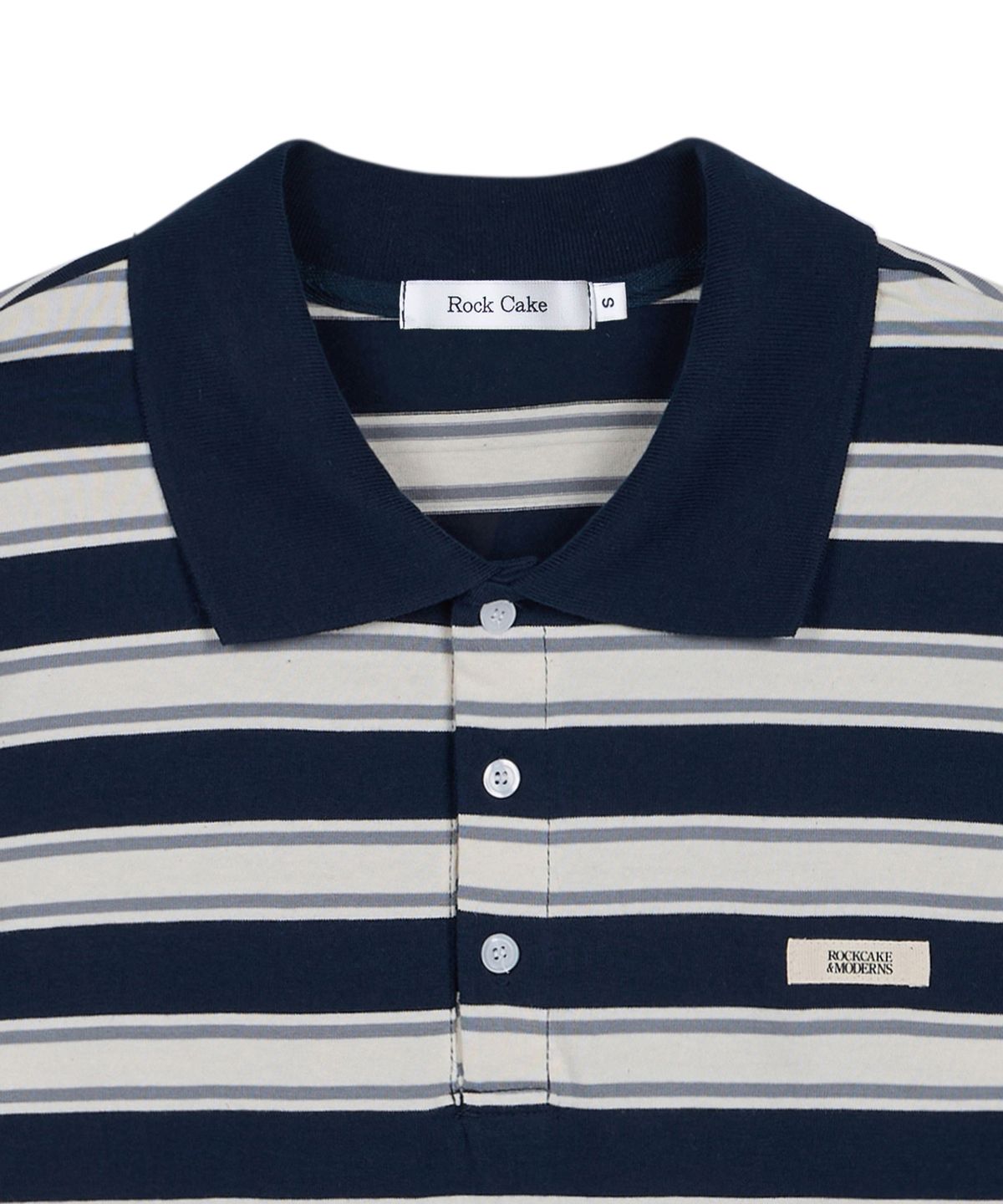 락케이크(ROCKCAKE) Striped Polo T-Shirt - Navy