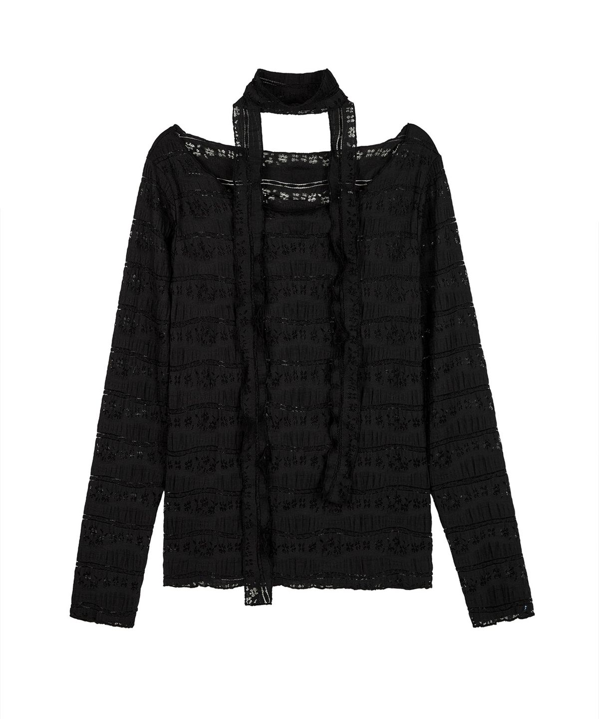 락케이크(ROCKCAKE) Pattern Punching Long sleeve - Black