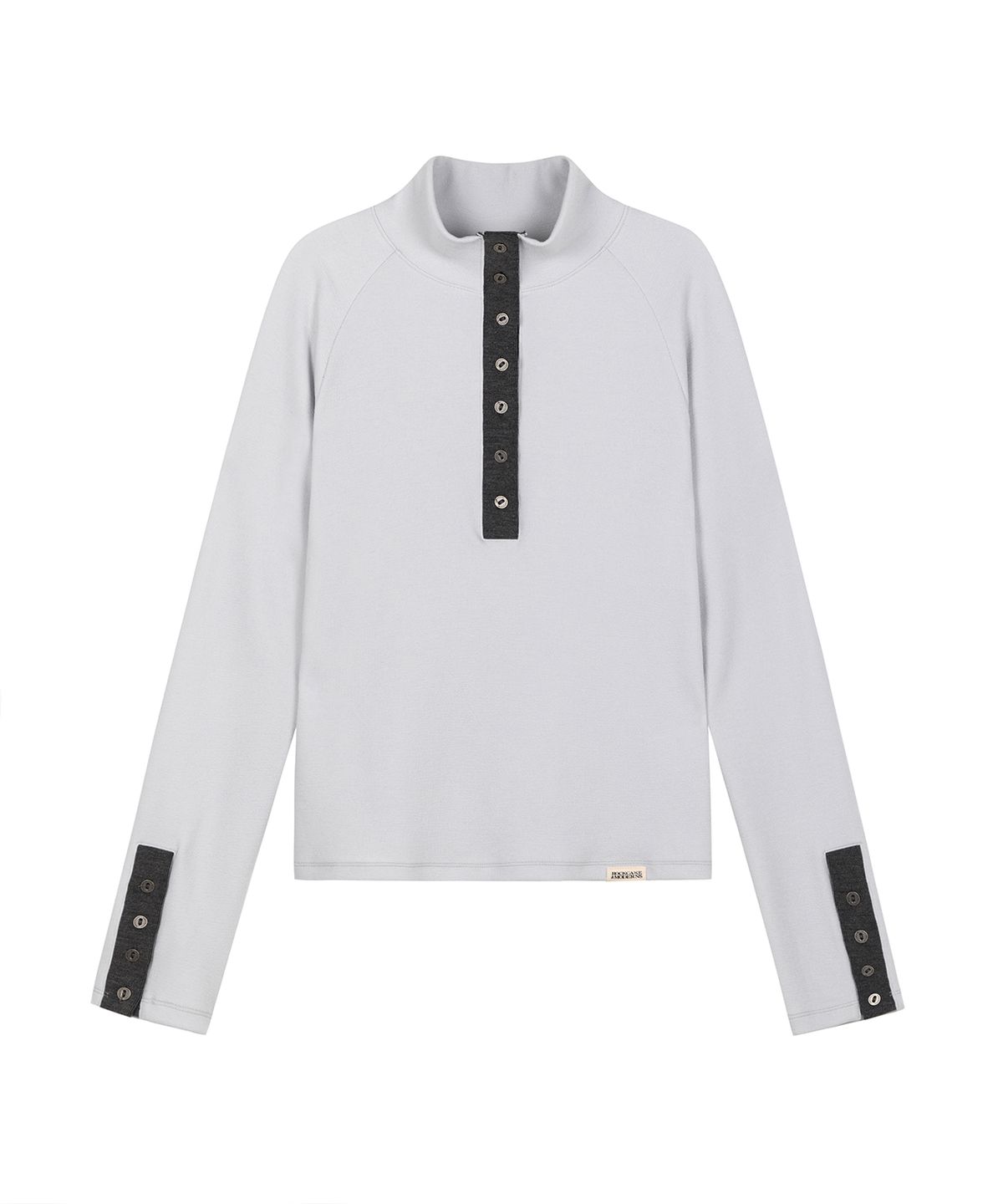 락케이크(ROCKCAKE) Button Turtleneck Long Sleeve - Gray