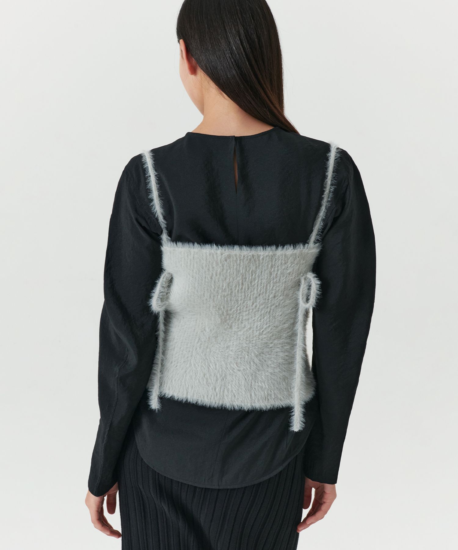 MUSINSA公式 | LEVAR Fluffy Knit Bustier - Mint Grey