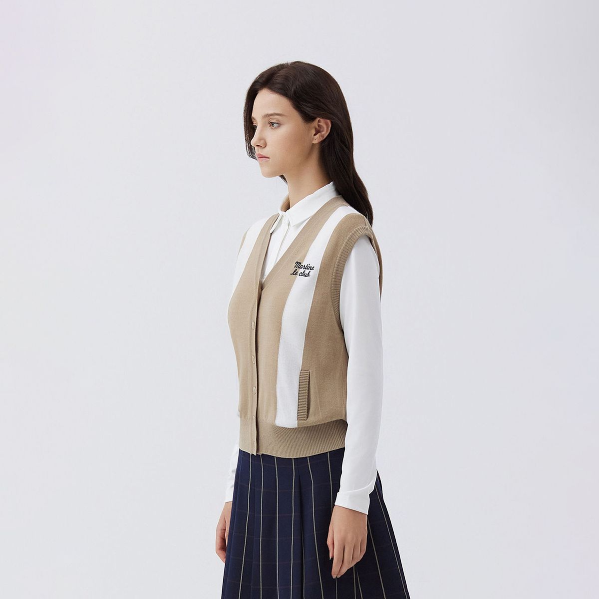 마틴골프(MARTINE GOLF) Color Combi Knit Vest_BEIGE