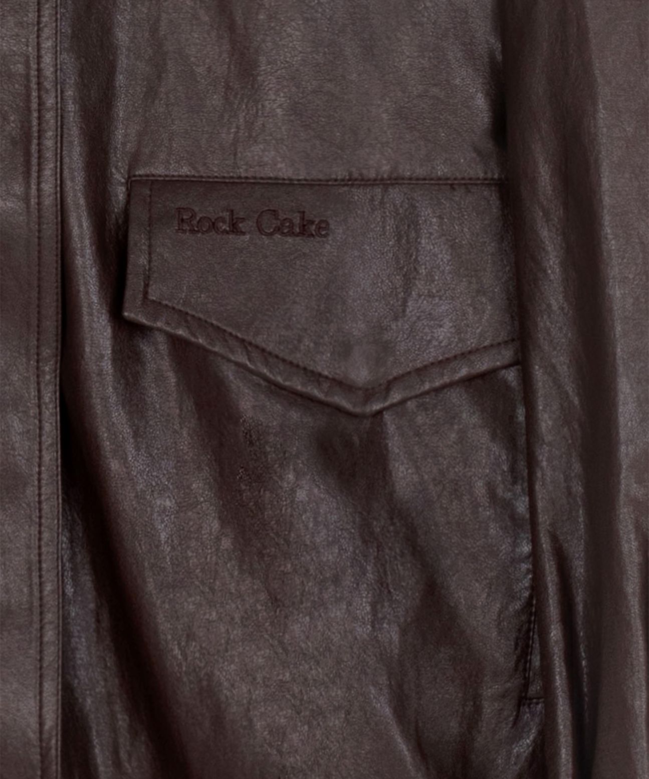 MUSINSA | ROCKCAKE Overfit Leather Blouson Jacket - Brown