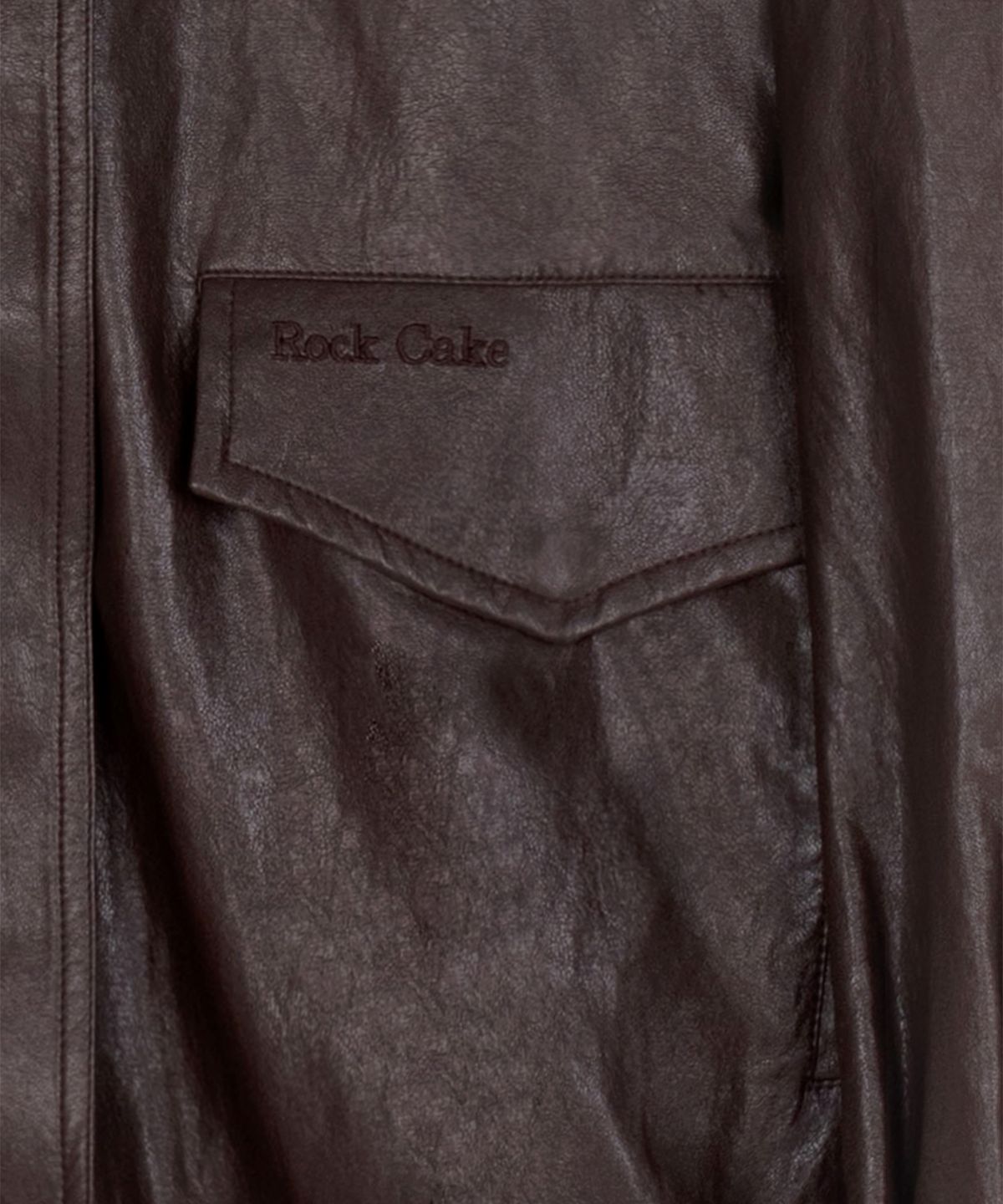 락케이크(ROCKCAKE) Overfit Leather Blouson Jacket - Brown