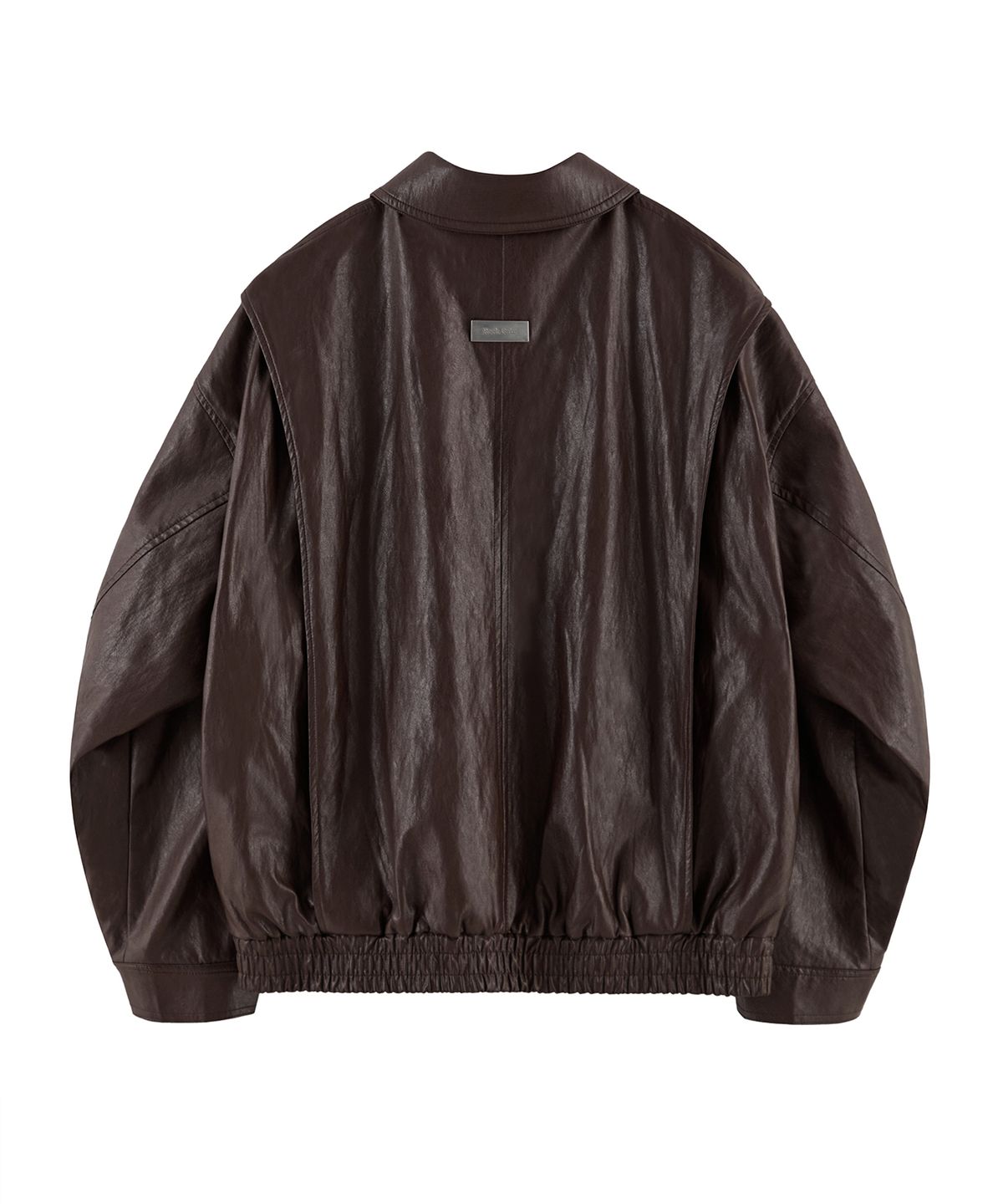 락케이크(ROCKCAKE) Overfit Leather Blouson Jacket - Brown