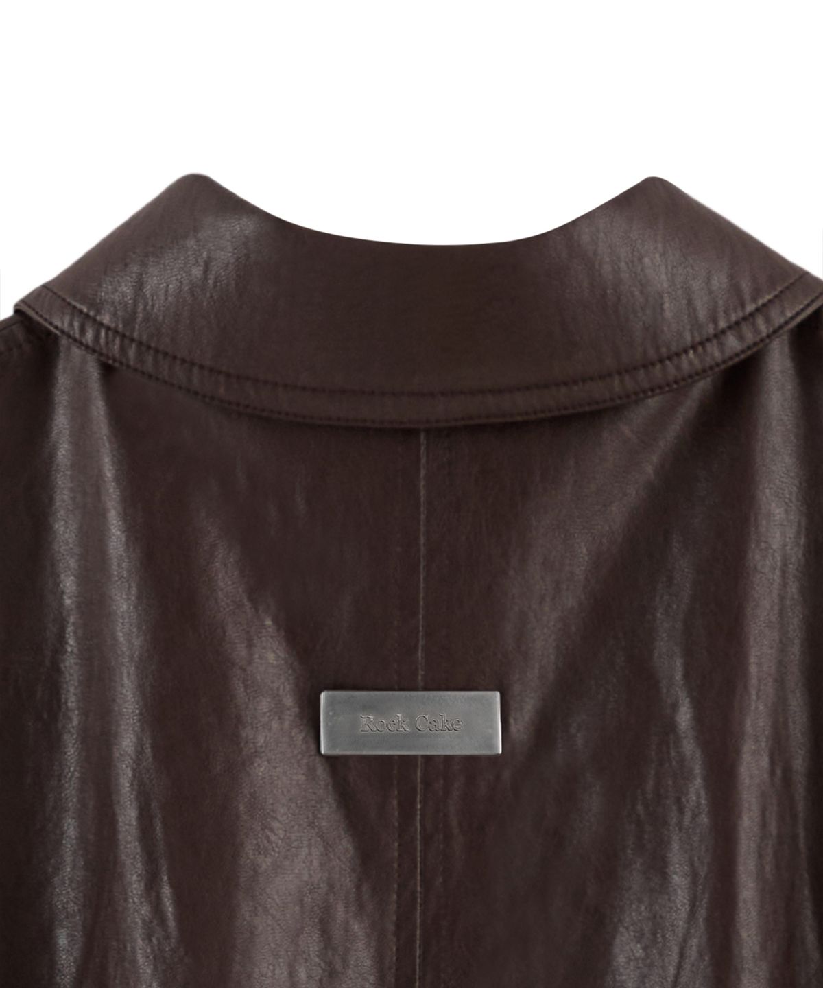 락케이크(ROCKCAKE) Overfit Leather Blouson Jacket - Brown
