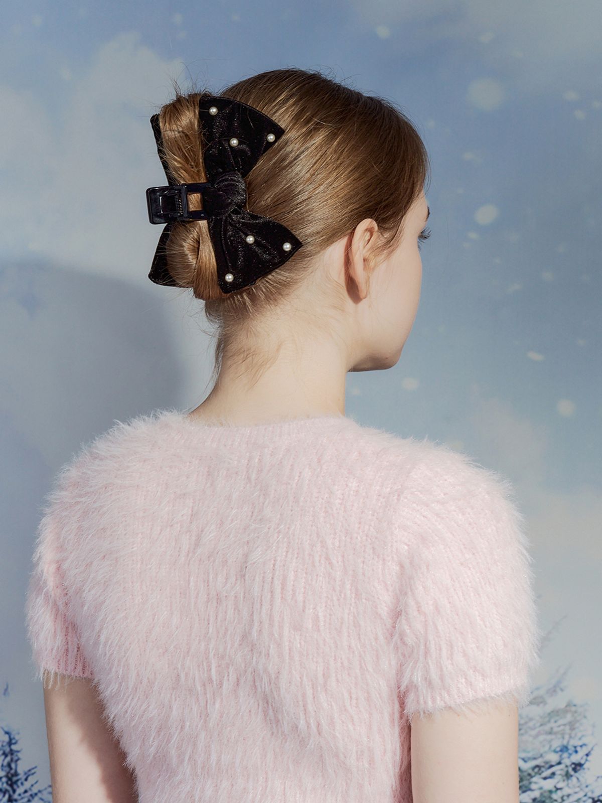 앵브록스(ENGBROX) snowball velvet ribbon claw clip