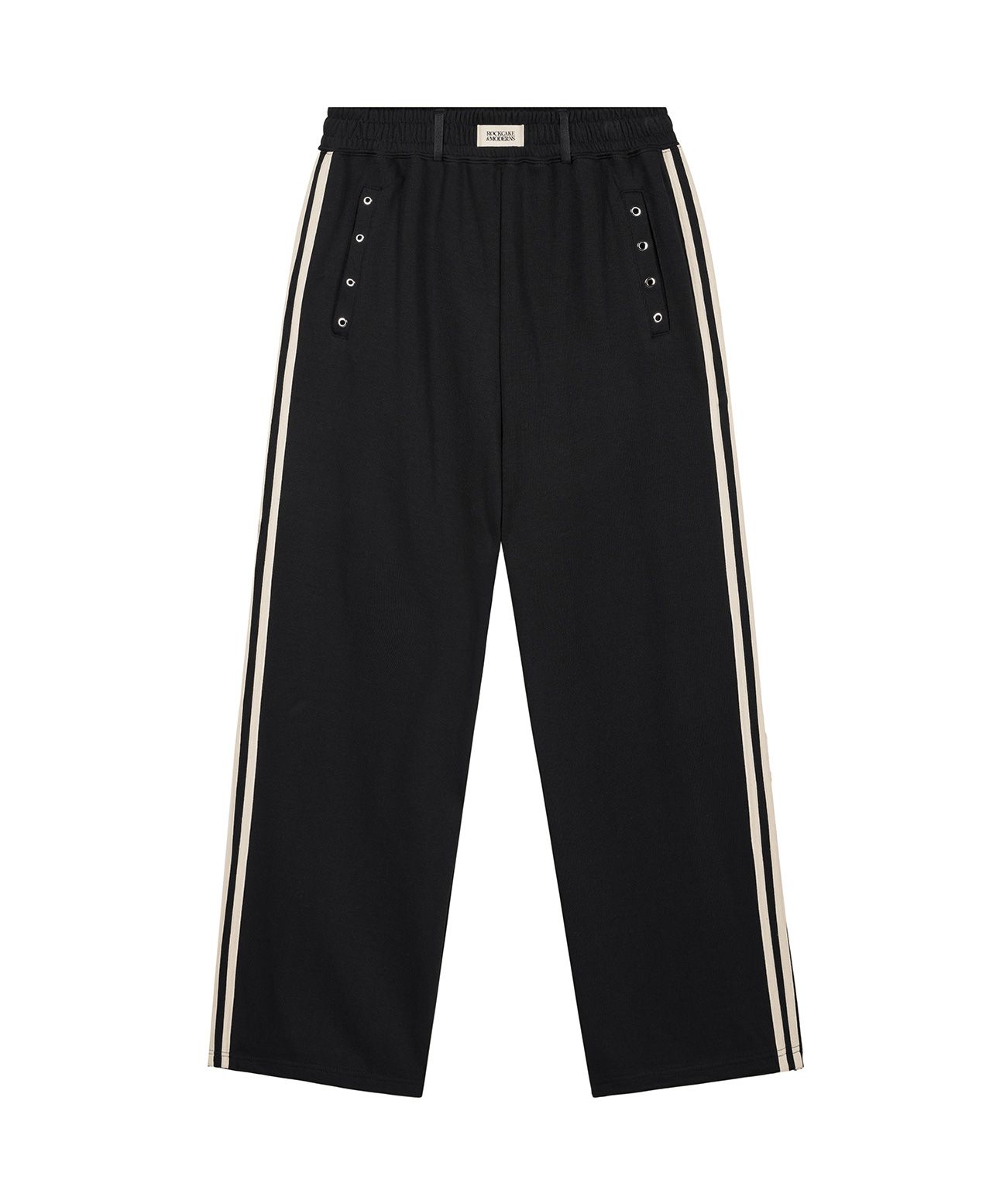 MUSINSA | ROCKCAKE Beige Label Eyelet 2way Jogger Pants - Black