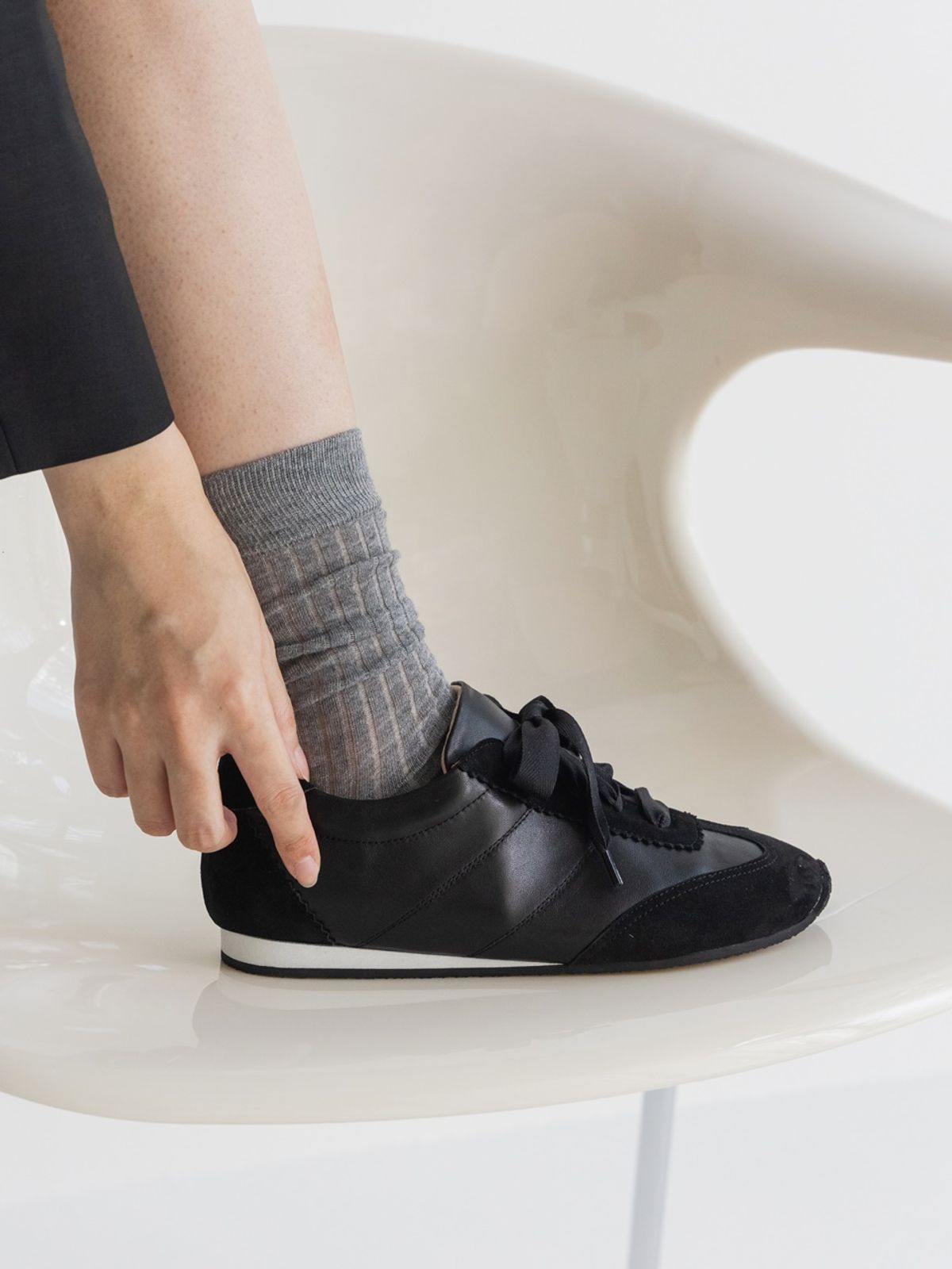 쥬다르(JEU DART) suede combi sneakers black